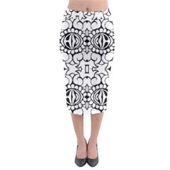 Psychedelic Pattern Flower Crown Black Flower Midi Pencil Skirt