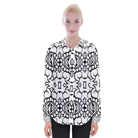 Psychedelic Pattern Flower Crown Black Flower Womens Long Sleeve Shirt by Mariart