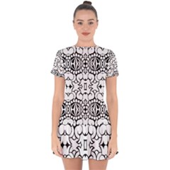 Psychedelic Pattern Flower Crown Black Flower Drop Hem Mini Chiffon Dress by Mariart