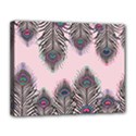 Peacock Feather Pattern Pink Love Heart Canvas 14  x 11  View1