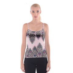 Peacock Feather Pattern Pink Love Heart Spaghetti Strap Top by Mariart