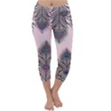 Peacock Feather Pattern Pink Love Heart Capri Winter Leggings  View1