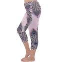 Peacock Feather Pattern Pink Love Heart Capri Winter Leggings  View2