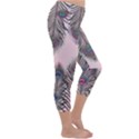 Peacock Feather Pattern Pink Love Heart Capri Winter Leggings  View3