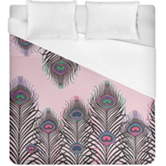 Peacock Feather Pattern Pink Love Heart Duvet Cover (king Size)