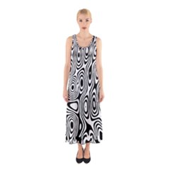 Psychedelic Zebra Black White Sleeveless Maxi Dress