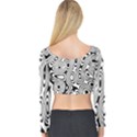 Psychedelic Zebra Black White Long Sleeve Crop Top View2