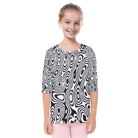 Psychedelic Zebra Black White Kids  Quarter Sleeve Raglan Tee by Mariart