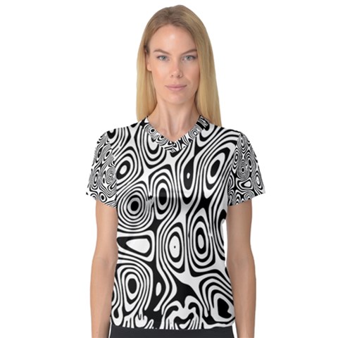 Psychedelic Zebra Black White V-neck Sport Mesh Tee by Mariart