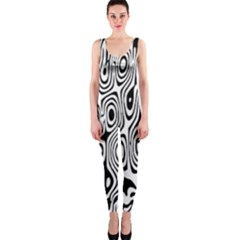 Psychedelic Zebra Black White Onepiece Catsuit by Mariart