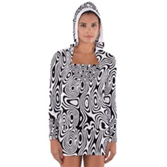 Psychedelic Zebra Black White Long Sleeve Hooded T-shirt