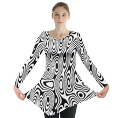 Psychedelic Zebra Black White Long Sleeve Tunic  by Mariart