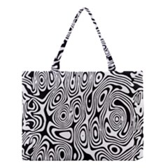 Psychedelic Zebra Black White Medium Tote Bag by Mariart