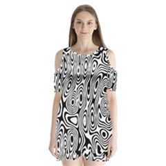 Psychedelic Zebra Black White Shoulder Cutout Velvet  One Piece by Mariart