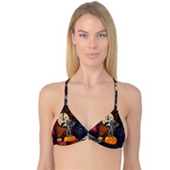 Funny Mummy With Skulls, Crow And Pumpkin Reversible Tri Bikini Top by FantasyWorld7