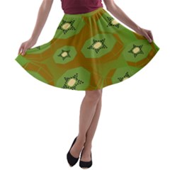 Relativity Pattern Moon Star Polka Dots Green Space A-line Skater Skirt by Mariart