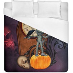 Funny Mummy With Skulls, Crow And Pumpkin Duvet Cover (king Size) by FantasyWorld7