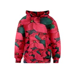 Red Poinsettia Flower Kids  Pullover Hoodie by Mariart