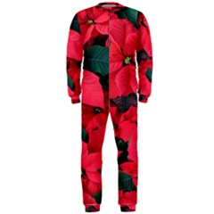 Red Poinsettia Flower Onepiece Jumpsuit (men)  by Mariart