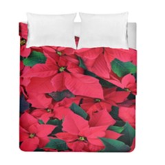 Red Poinsettia Flower Duvet Cover Double Side (full/ Double Size)