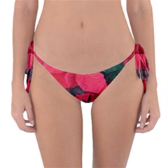 Red Poinsettia Flower Reversible Bikini Bottom