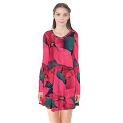 Red Poinsettia Flower Flare Dress by Mariart