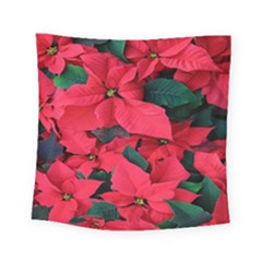 Red Poinsettia Flower Square Tapestry (small) by Mariart