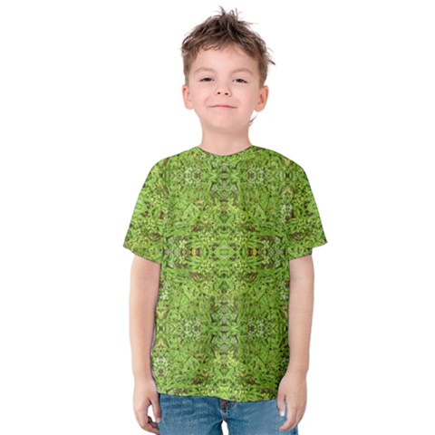 Digital Nature Collage Pattern Kids  Cotton Tee by dflcprints