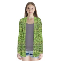 Digital Nature Collage Pattern Drape Collar Cardigan by dflcprints