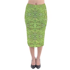 Digital Nature Collage Pattern Velvet Midi Pencil Skirt by dflcprints