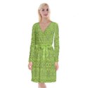 Digital Nature Collage Pattern Long Sleeve Velvet Front Wrap Dress View1