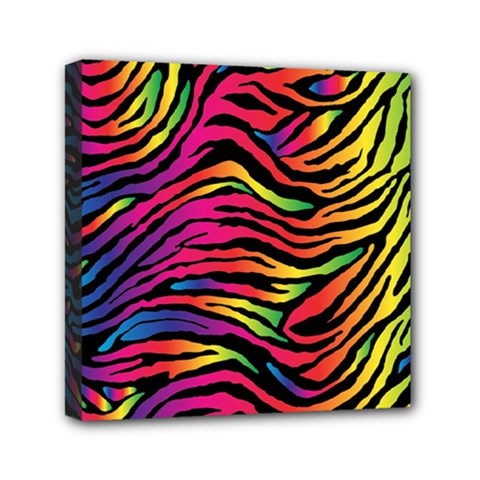 Rainbow Zebra Mini Canvas 6  X 6 