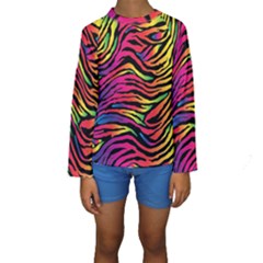 Rainbow Zebra Kids  Long Sleeve Swimwear