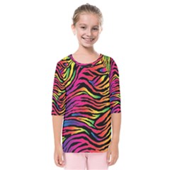 Rainbow Zebra Kids  Quarter Sleeve Raglan Tee