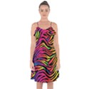 Rainbow Zebra Ruffle Detail Chiffon Dress View1