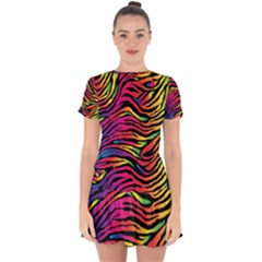 Rainbow Zebra Drop Hem Mini Chiffon Dress by Mariart