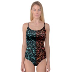 Square Pheonix Blue Orange Red Camisole Leotard 