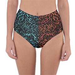 Square Pheonix Blue Orange Red Reversible High-waist Bikini Bottoms by Mariart