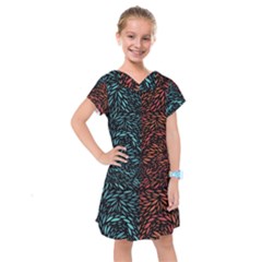 Square Pheonix Blue Orange Red Kids  Drop Waist Dress by Mariart