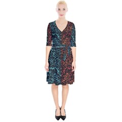 Square Pheonix Blue Orange Red Wrap Up Cocktail Dress