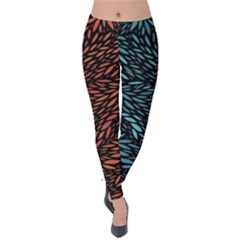 Square Pheonix Blue Orange Red Velvet Leggings by Mariart