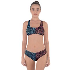 Square Pheonix Blue Orange Red Criss Cross Bikini Set by Mariart