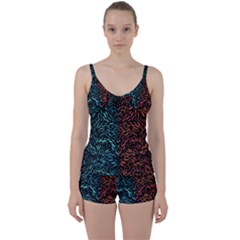 Square Pheonix Blue Orange Red Tie Front Two Piece Tankini by Mariart