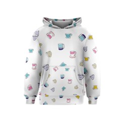 Tea Cup Mug Dringking Yellow Blue Grey Polka Dots Kids  Pullover Hoodie