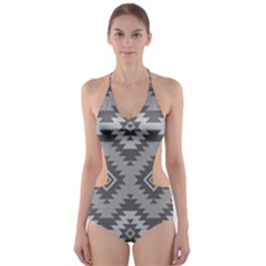 Triangle Wave Chevron Grey Sign Star Cut-out One Piece Swimsuit by Mariart