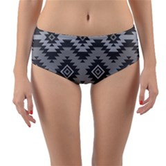 Triangle Wave Chevron Grey Sign Star Reversible Mid-waist Bikini Bottoms by Mariart