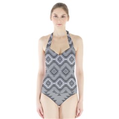 Triangle Wave Chevron Grey Sign Star Halter Swimsuit