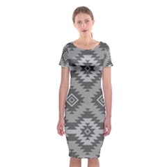 Triangle Wave Chevron Grey Sign Star Classic Short Sleeve Midi Dress by Mariart