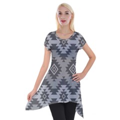 Triangle Wave Chevron Grey Sign Star Short Sleeve Side Drop Tunic by Mariart