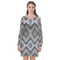 Triangle Wave Chevron Grey Sign Star Long Sleeve Chiffon Shift Dress  by Mariart